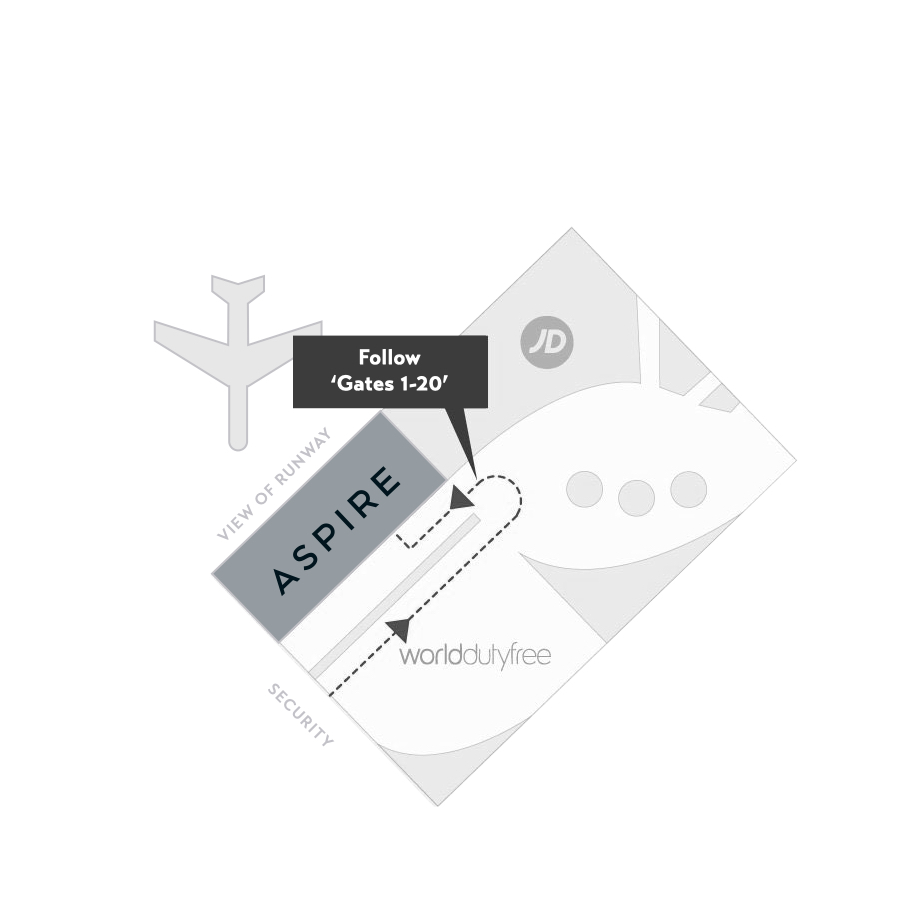 Map to the Aspire Lounge in Birmingham Airport