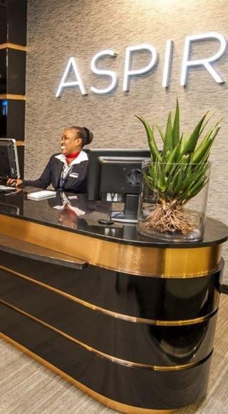 The Aspire Airport Lounge reception at O R Tambo International Airport