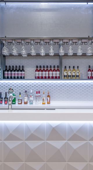 The Bar of the Aspire Airport Lounge in Liverpool John Lennon Airport