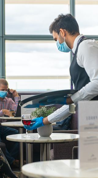 COVID-19 Table Service at Club Aspire Airport Lounge in London Heathrow Airport Terminal 5
